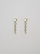 Cascade Earrings in gold with graduated round zirconia drops