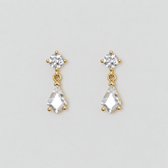 Dew Earrings in gold, tightly cropped product view