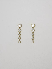 Cascade Earrings in gold with graduated round zirconia drops