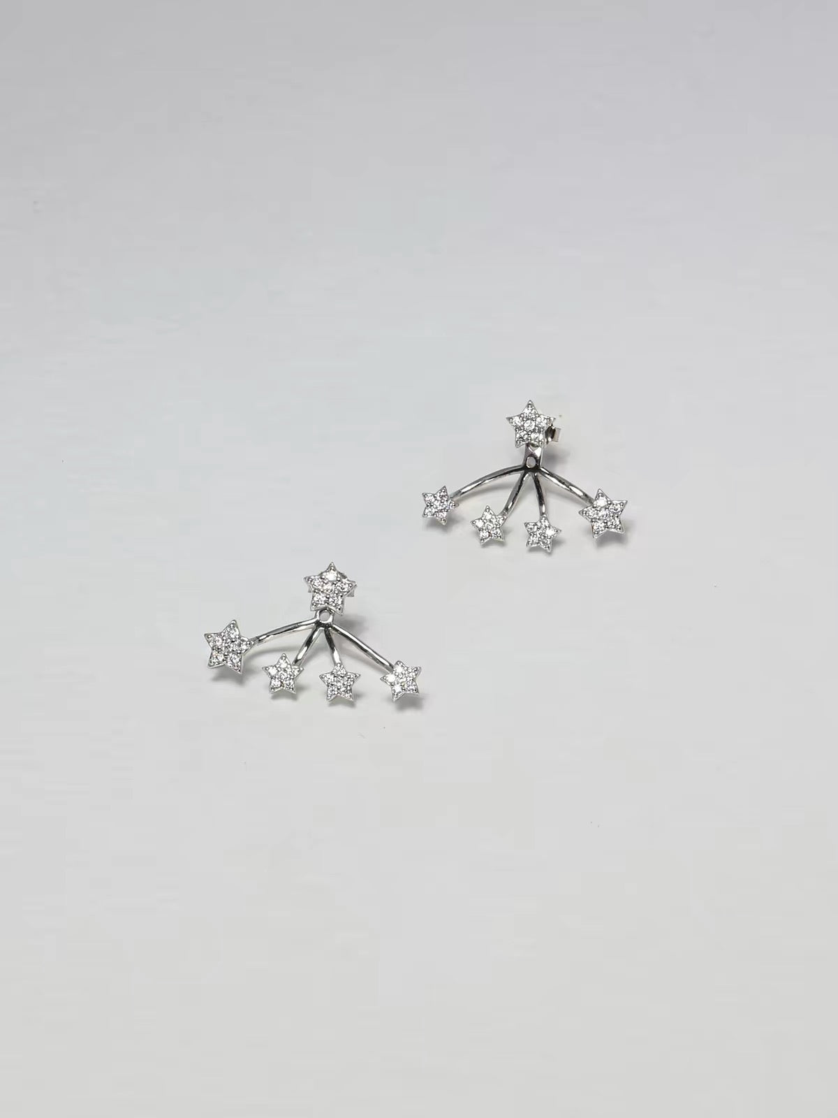 Silver star ear jacket earrings with cubic zirconia